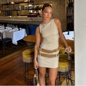 NWT Zara Double Belted Fitted Dress